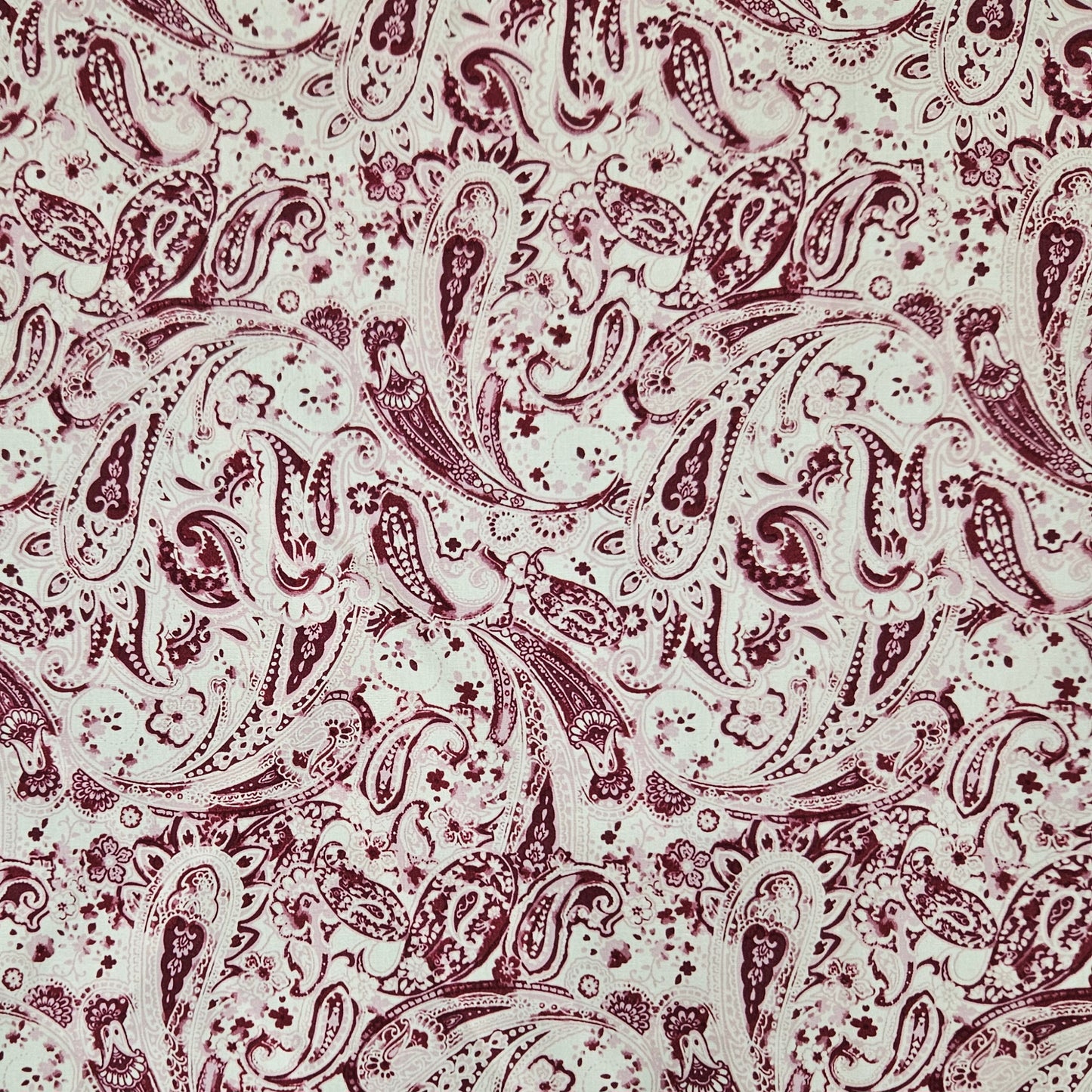 Faded Paisley - Burgundy on Off White
