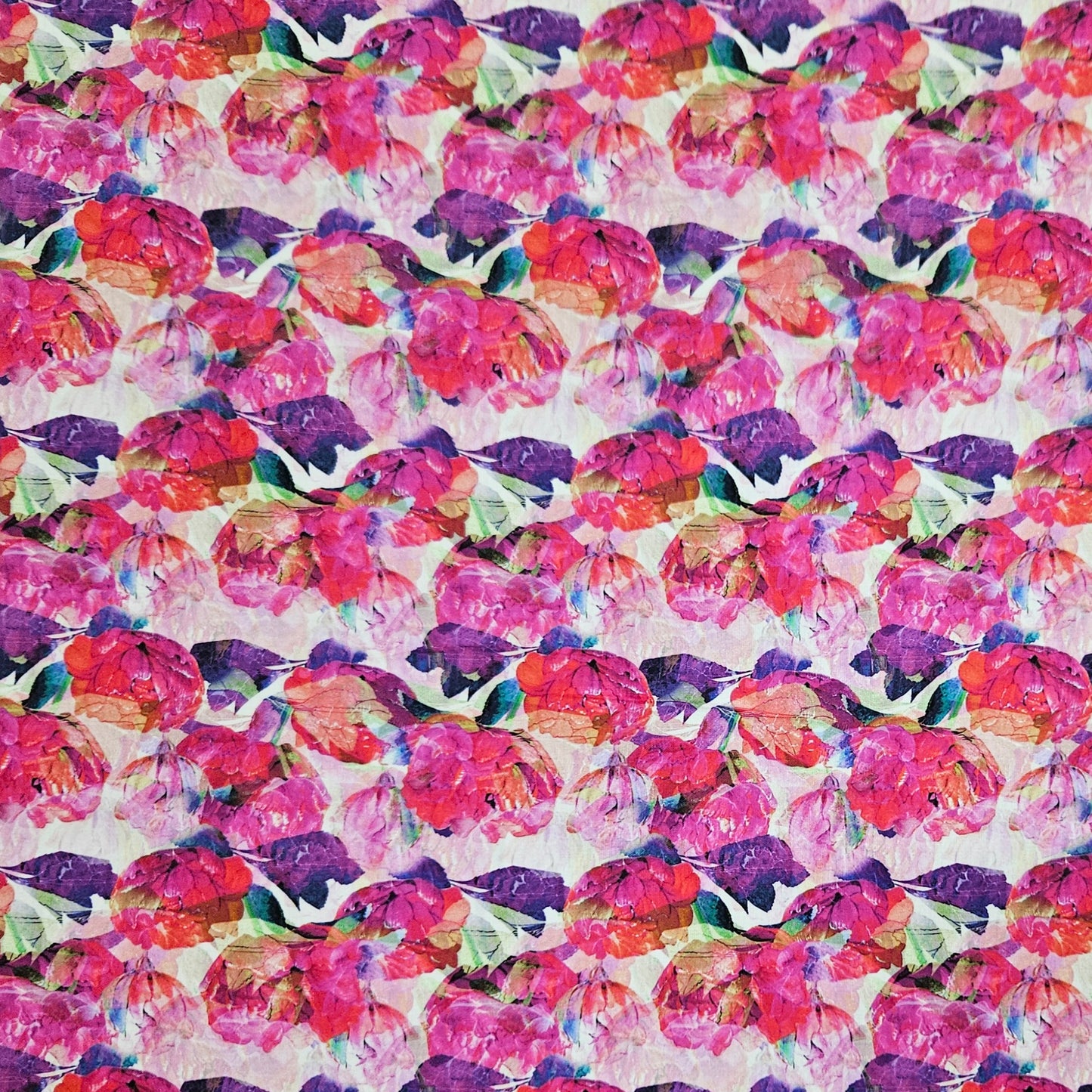 COTTON SATEEN - Geometric Flowers Pink