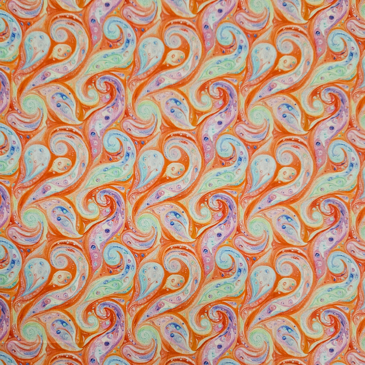 Water Marbled Paisley Orange 7799 O