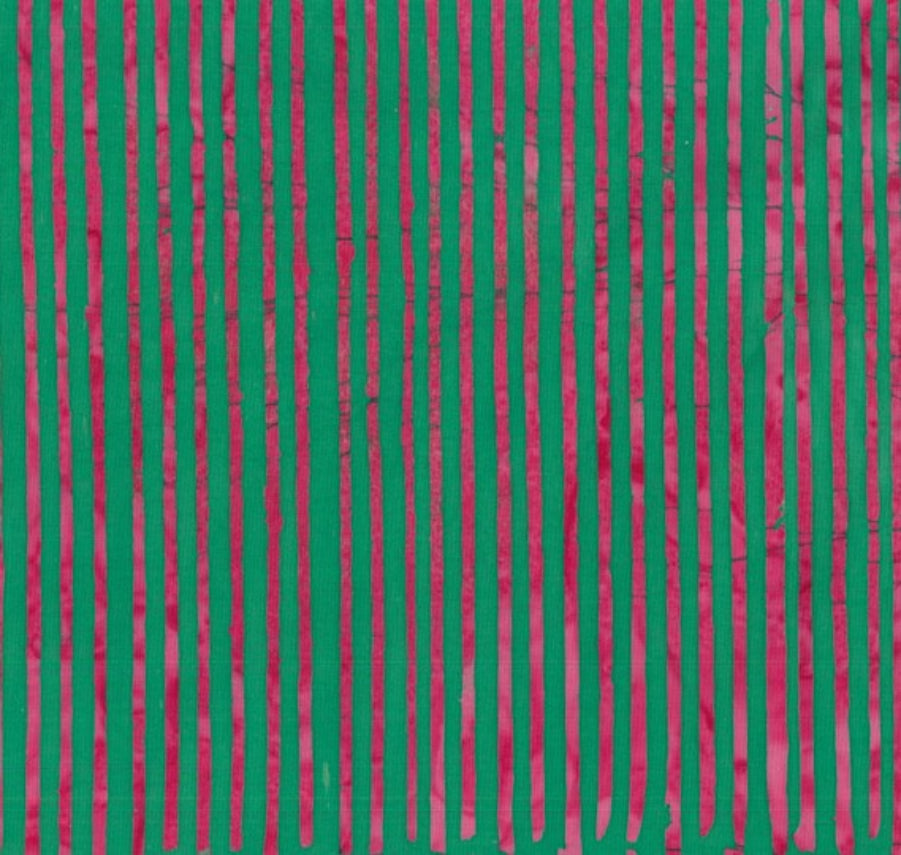 Batik - 2149 Horizontal Stripe Green on Pink