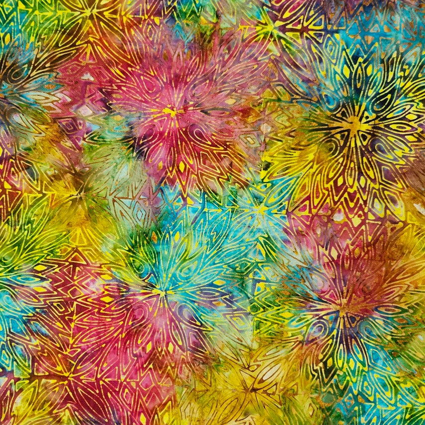 Batik Quilt Backing - Starburst Rainbow
