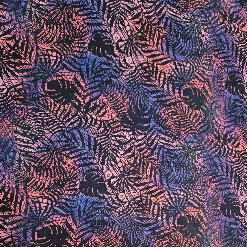 COTTON - Leaves on Tribal Designs