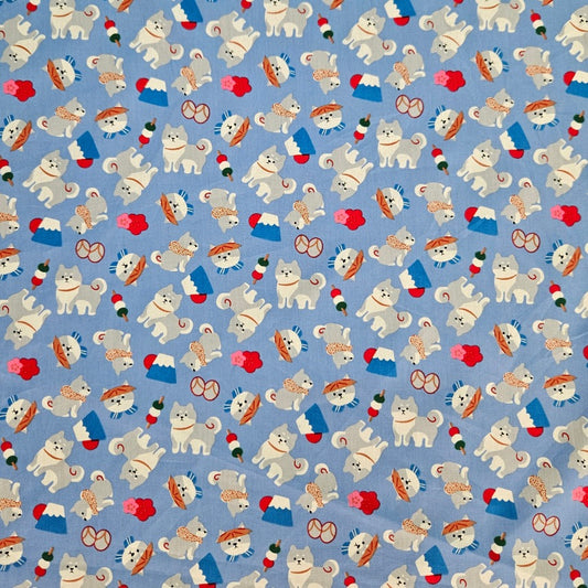 COTTON - Shiba Inu on Blue