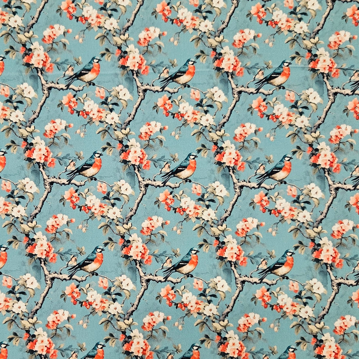 Chinoiserie - Songbirds and Coral Flowers 7828
