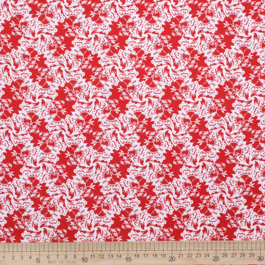Flowers in Silhouette - Berry Design Red