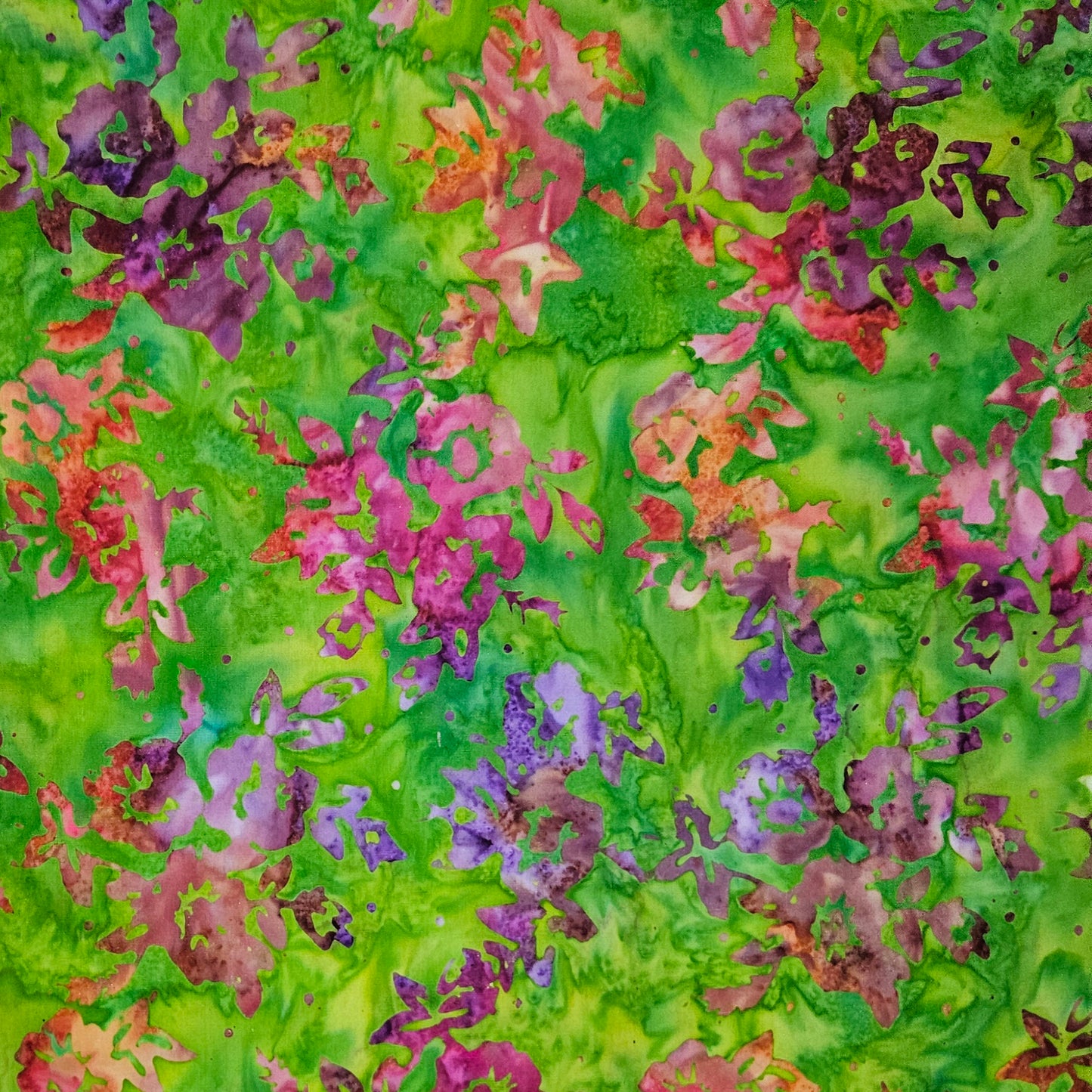 Batik - Dahlias on Green