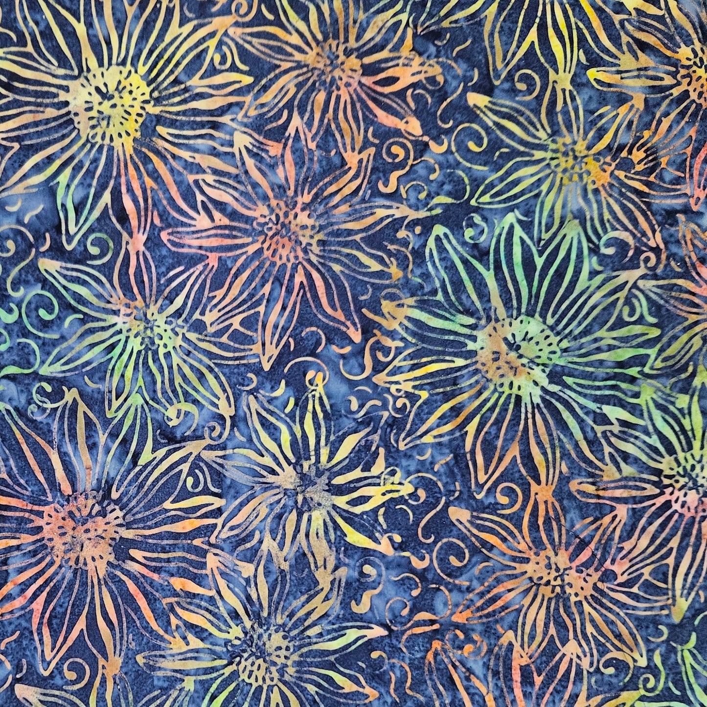 Batik - Sunflowers on Dark Blue