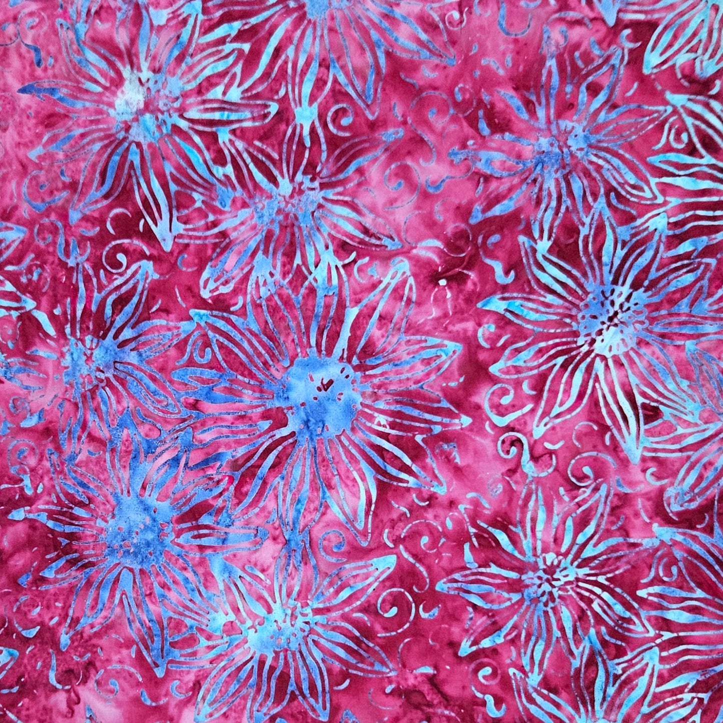 Batik - Sunflowers Blue on Pink