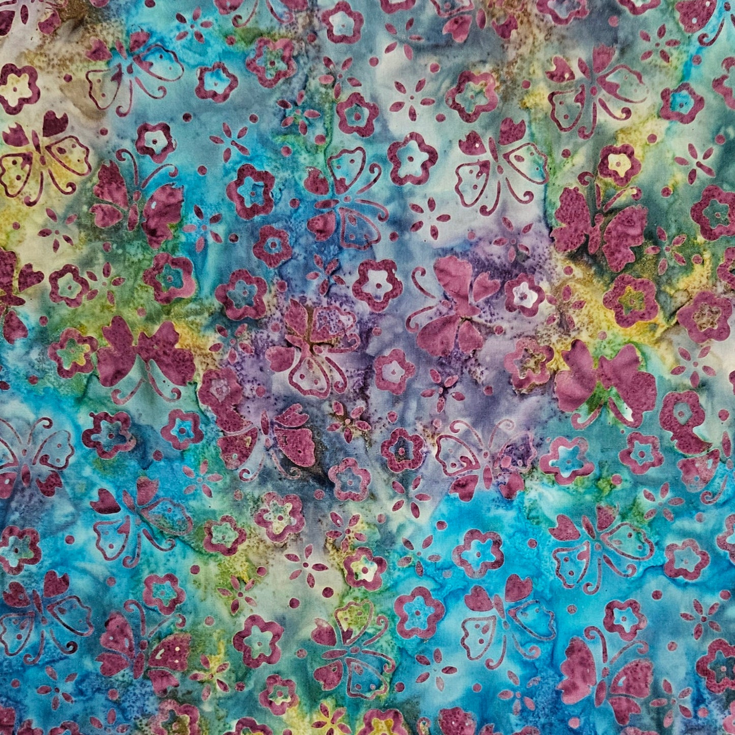 Batik - Butterflies Purple on Multi