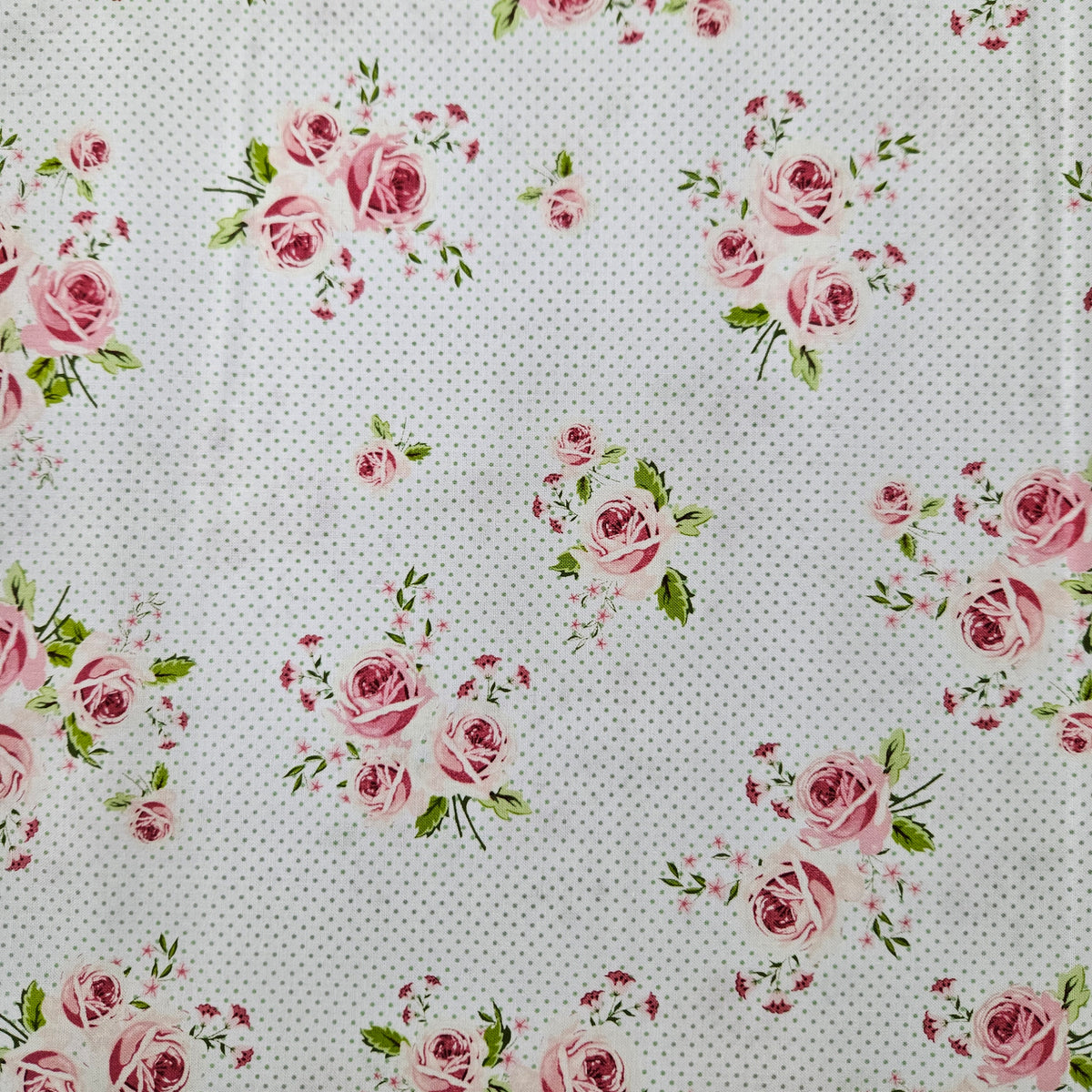 Summer Loft - Roses Green on White