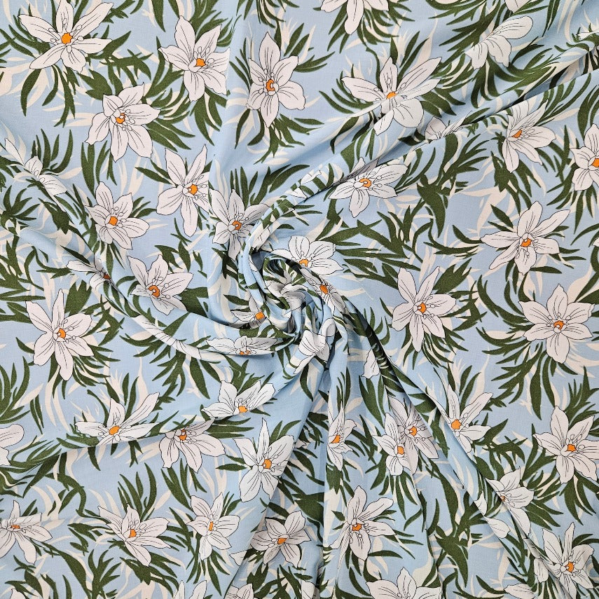 RAYON - White Orchid on Blue