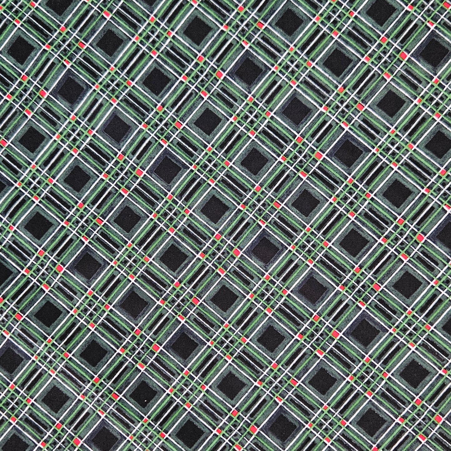 Christmas Check - Green on Black