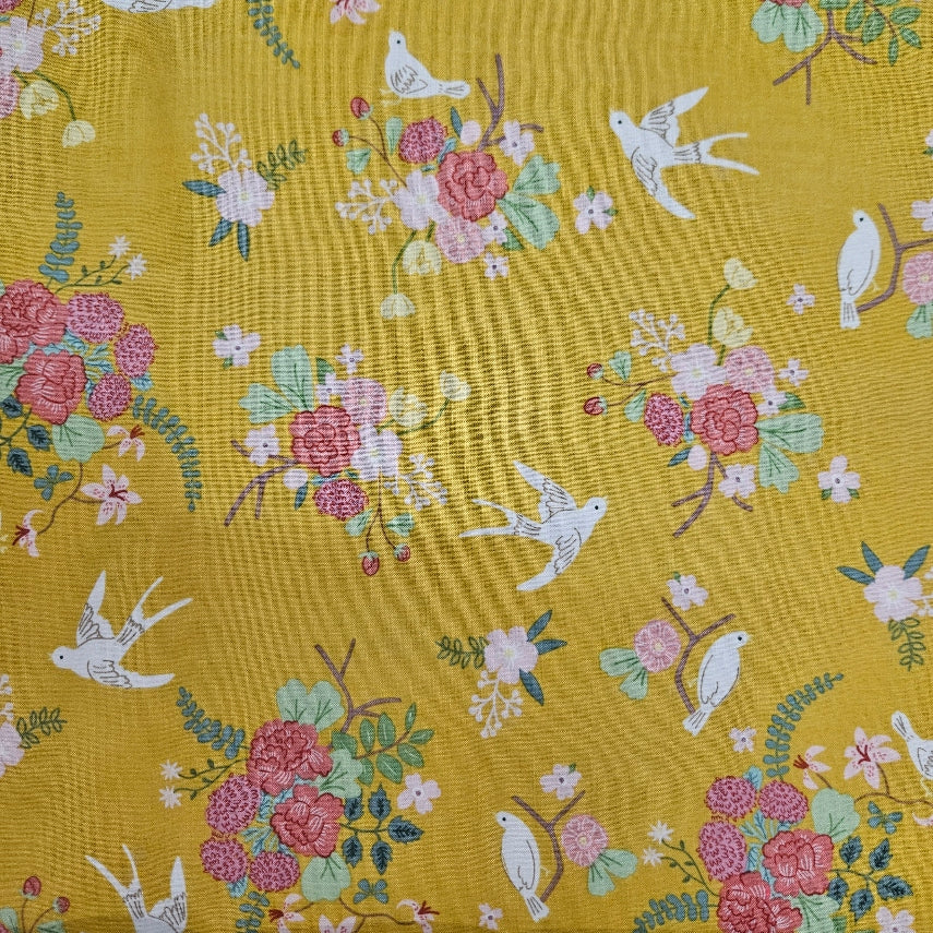 Emma - Birds and Florals on Yellow