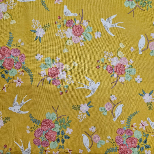 Emma - Birds and Florals on Yellow