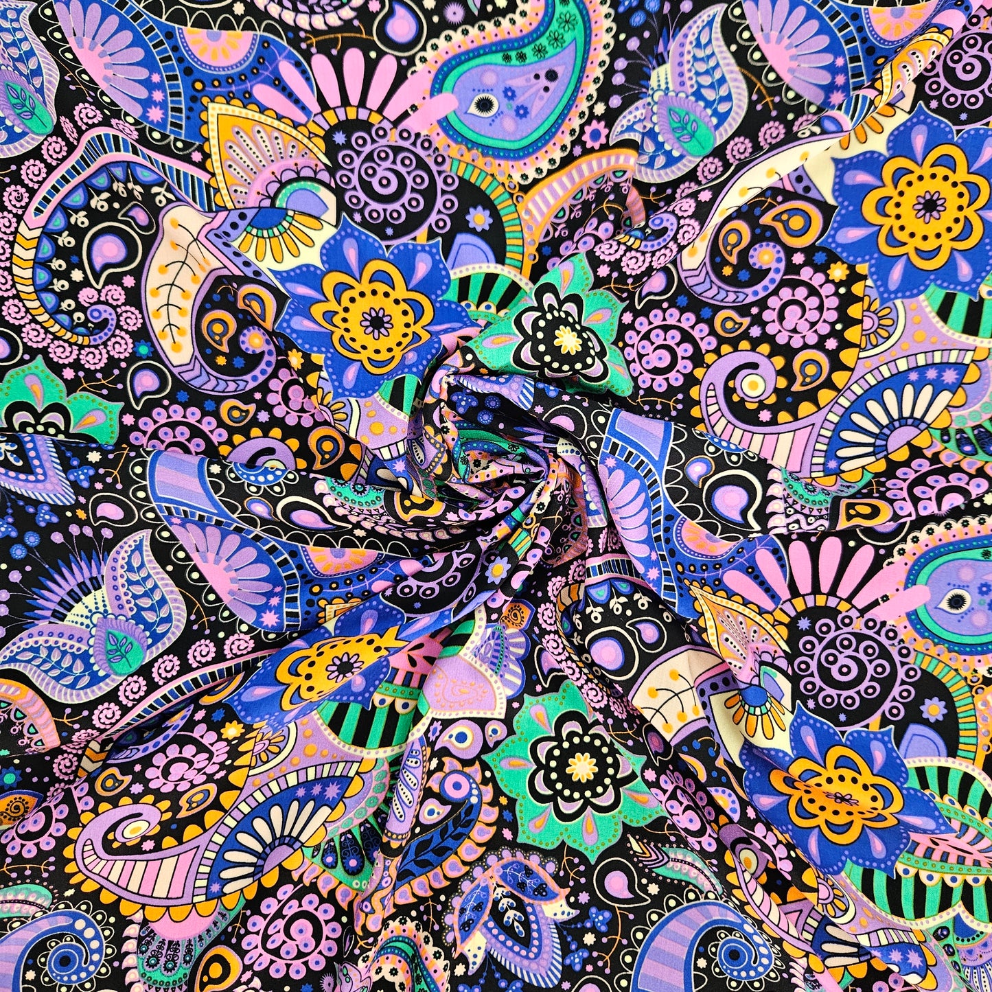 RAYON - Bright Paisley Black