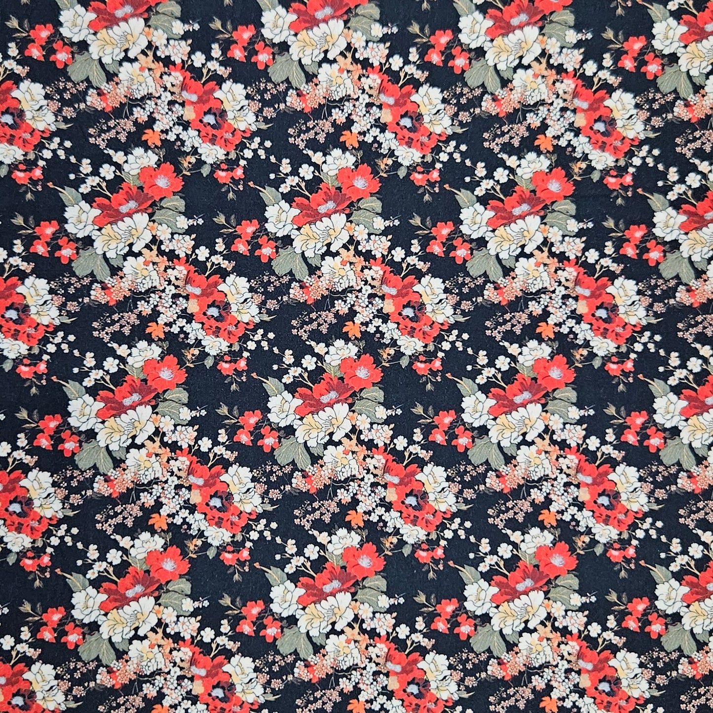Red Florals on Black