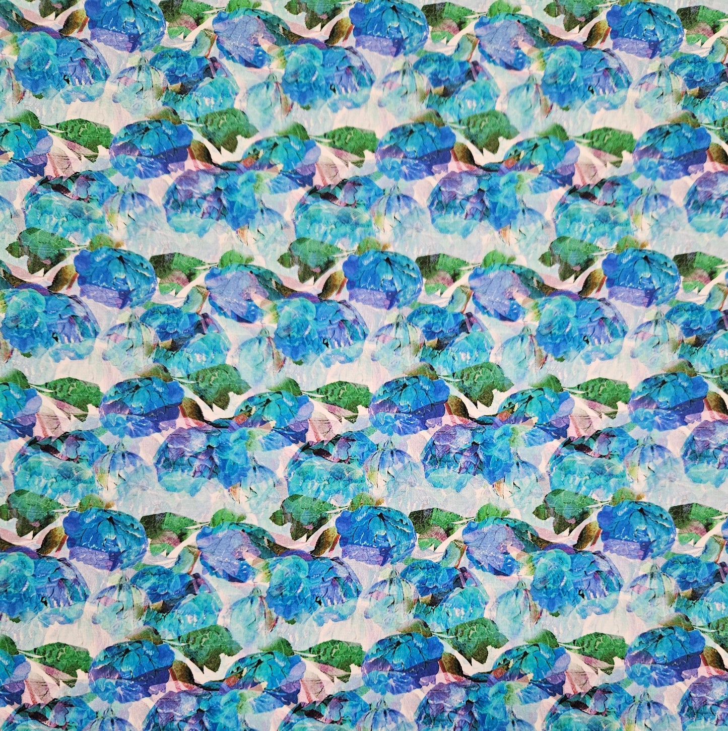 COTTON SATEEN - Geometric Flowers Blue