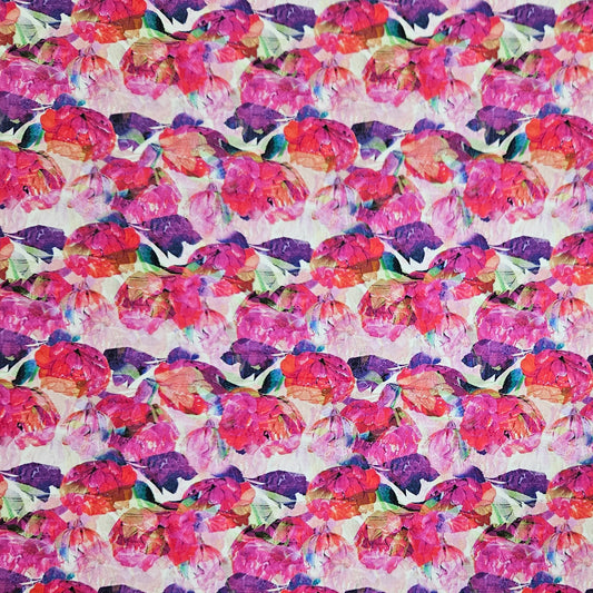 COTTON SATEEN - Geometric Flowers Pink