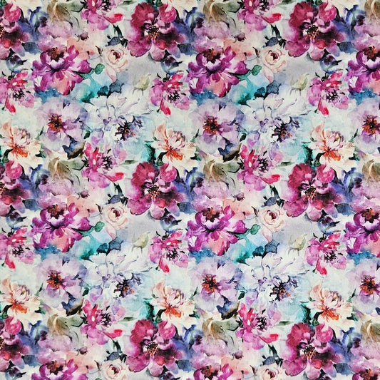 COTTON SATEEN - Peonies Purple