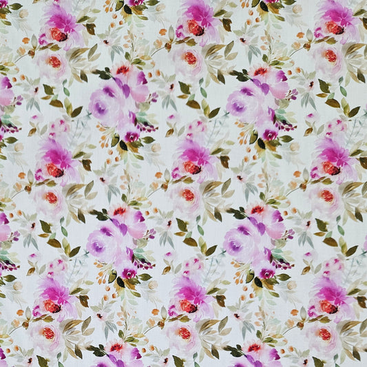 COTTON SATEEN - Spring Florals Purple