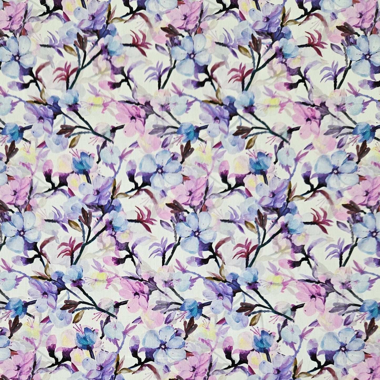 COTTON SATEEN - Floral Branches Blue