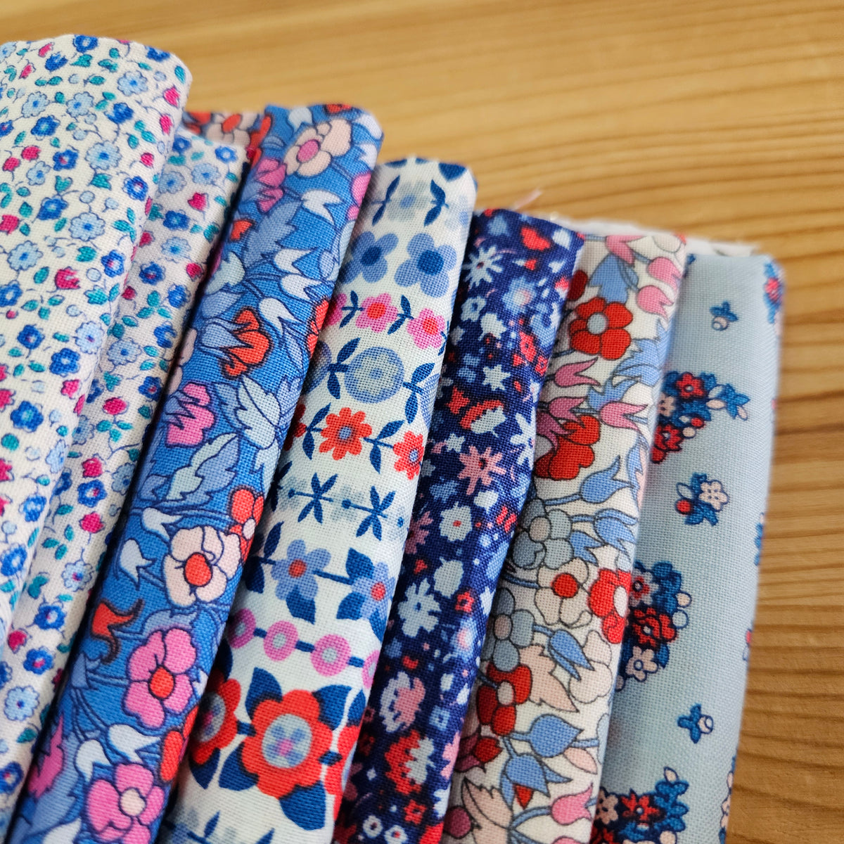 Remnant Craft Fabrics - Blue & Red Liberty