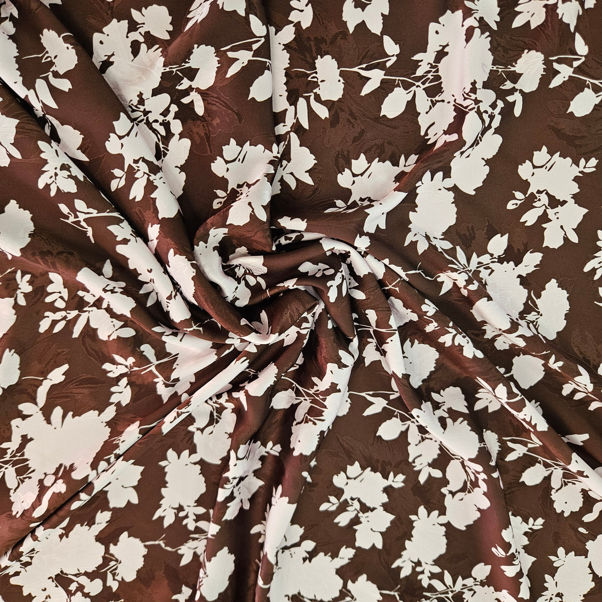 Satin - Pink Florals on Brown