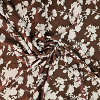 Satin - Pink Florals on Brown