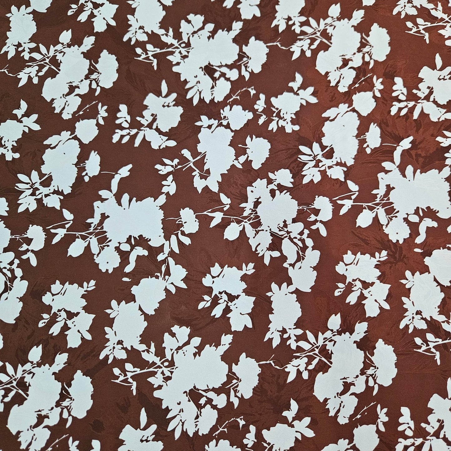 Satin - Blue Florals on Brown