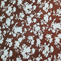 Satin - Blue Florals on Brown