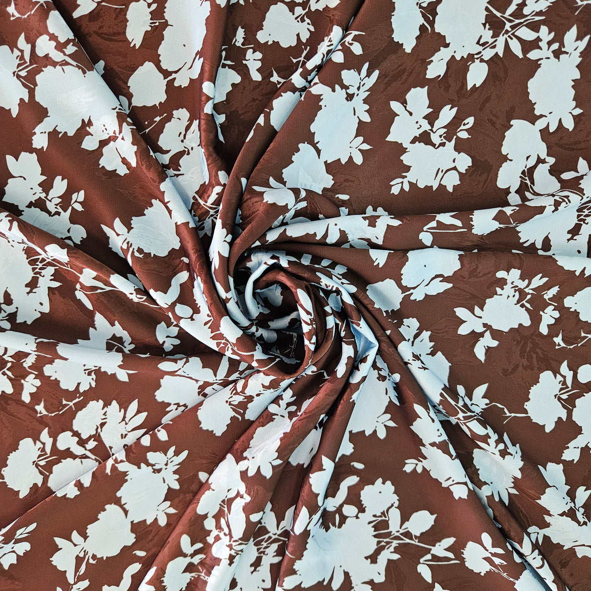 Satin - Blue Florals on Brown