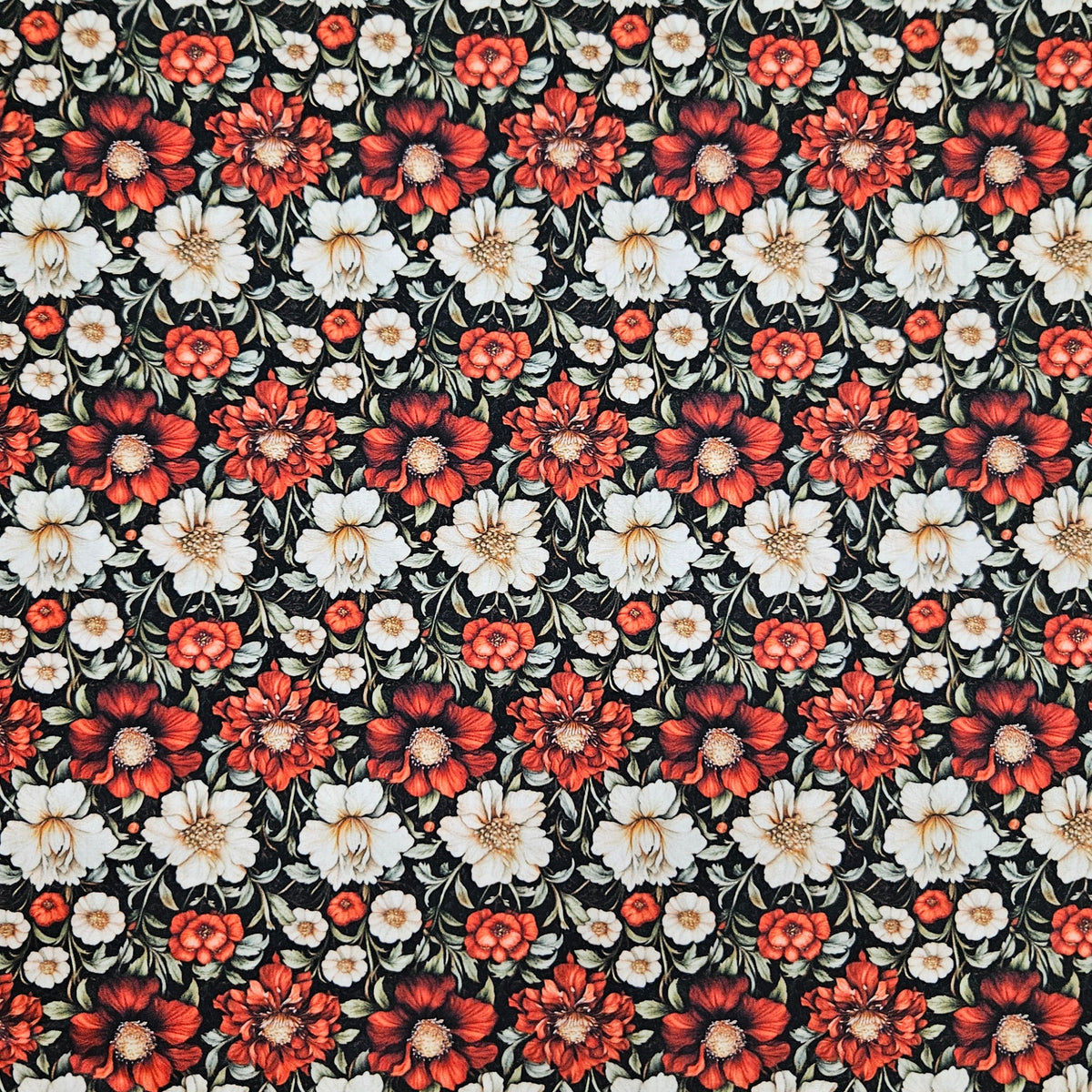 Red and White Layered Florals 7758