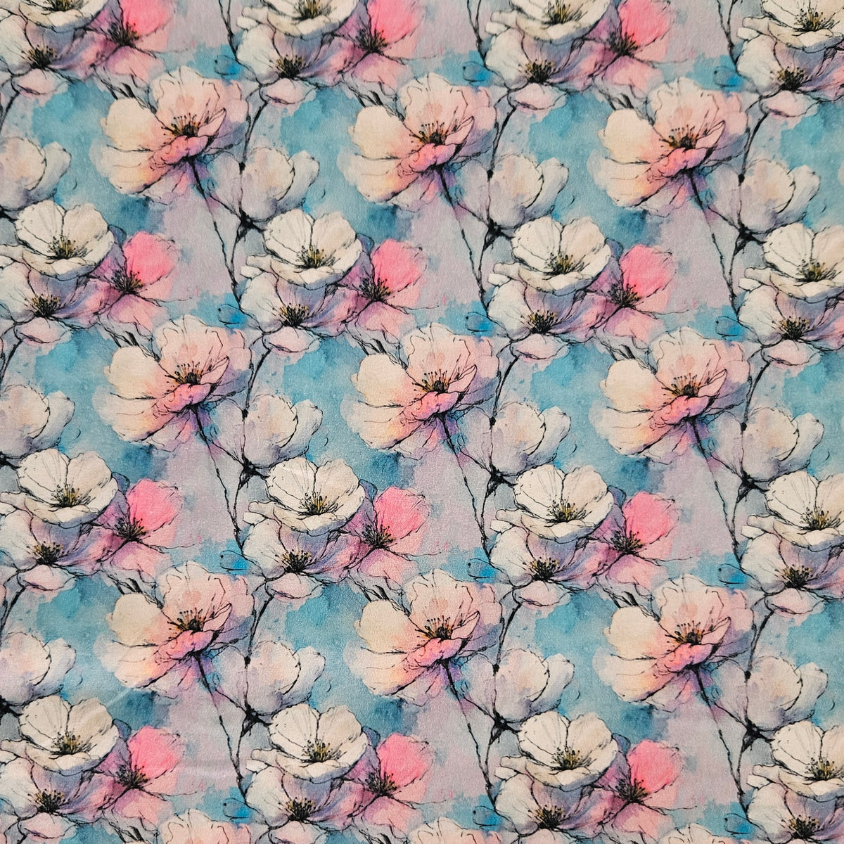 Cherry Blossom Sketch - Blue 7830