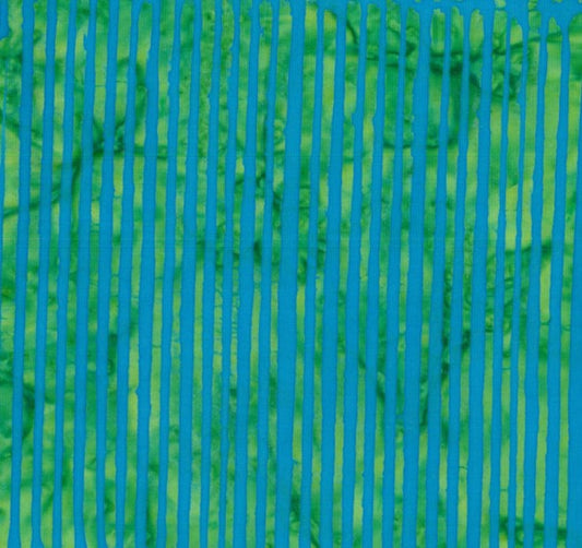Batik - 2150 Horizontal Stripe Aqua on Green