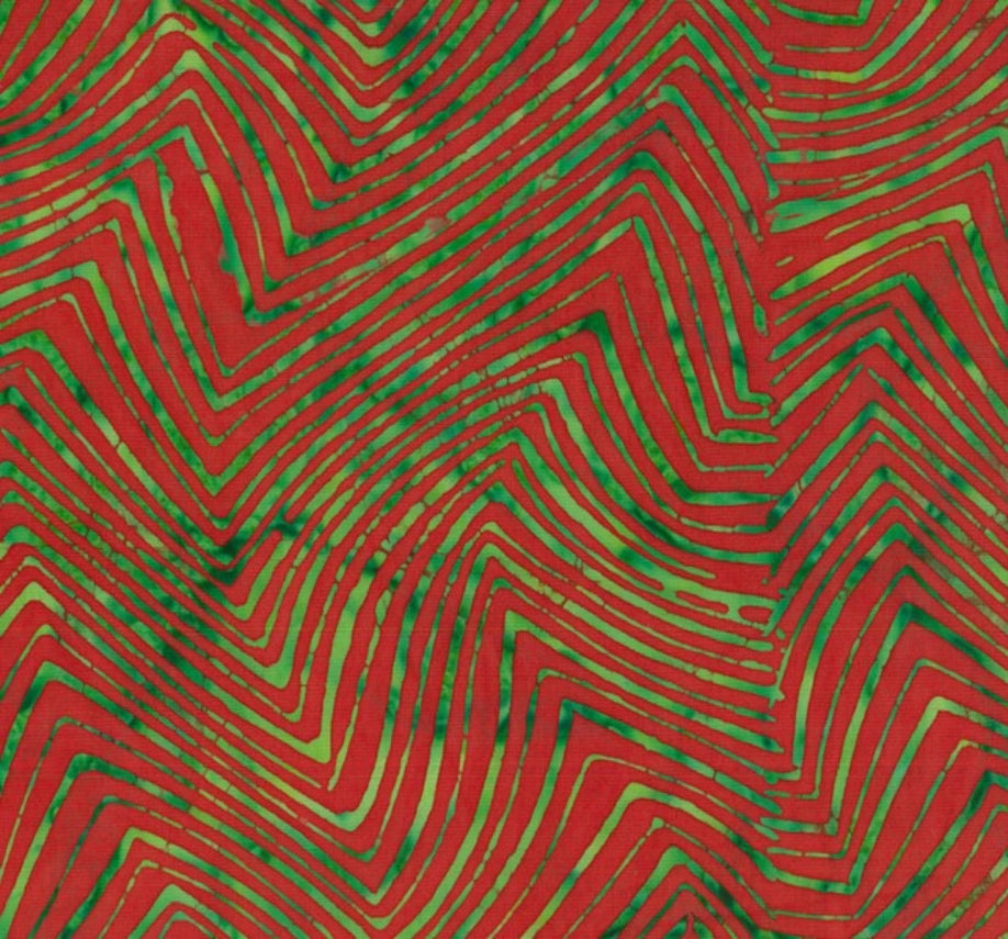 Batik - 2151 Orange and Green Zig Zag