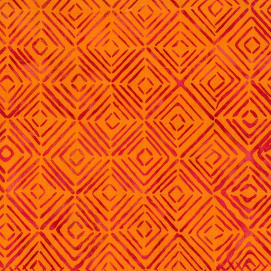 Batik - 2156 Orange and Red Diamonds
