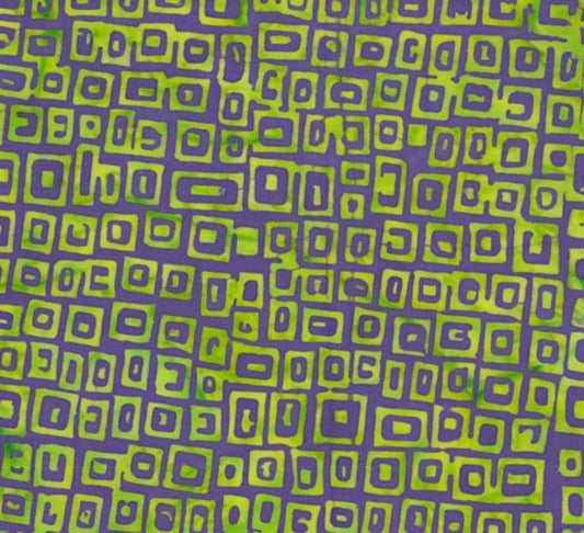 Batik - 2164 Miniature Maze Lime Green on Blue