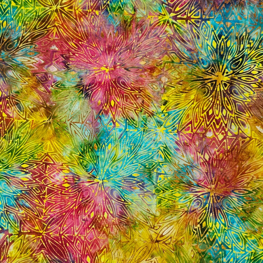 Batik Quilt Backing - Starburst Rainbow