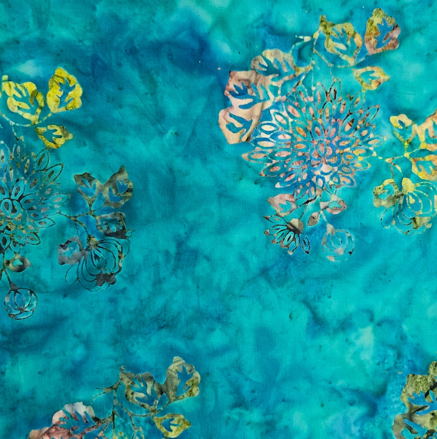 Batik - 41-9 Dahlias on Blue