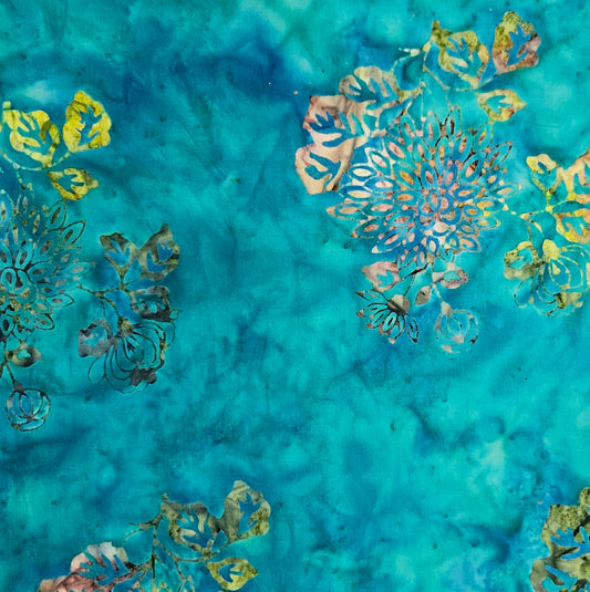 Batik - 41-9 Dahlias on Blue