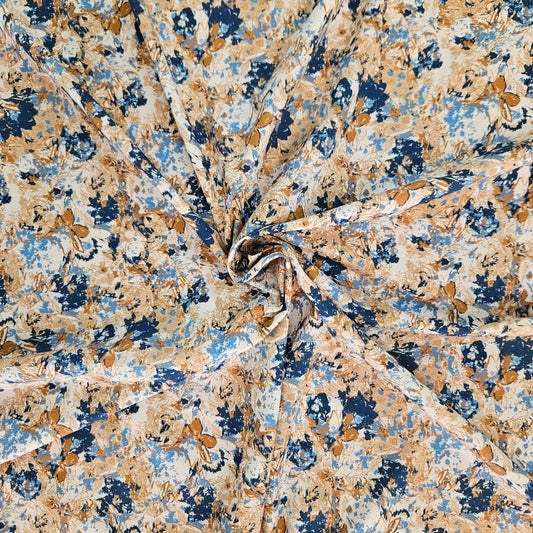 COTTON - Brown Floral Abstract