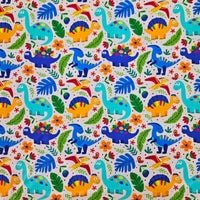 COTTON - Dinos on Pink
