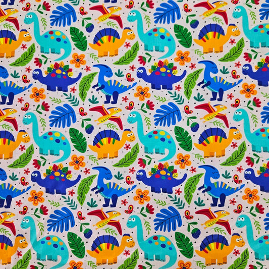COTTON - Dinos on Pink