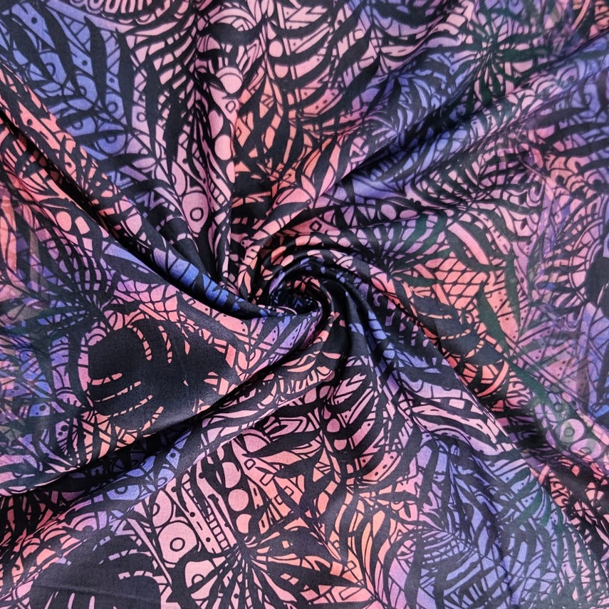 COTTON - Leaves on Tribal Designs