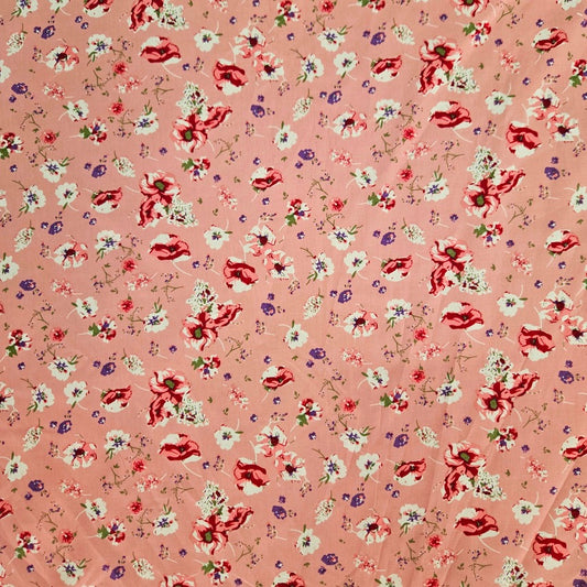 COTTON - Poppies on Pink