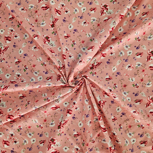 COTTON - Poppies on Pink