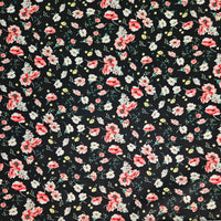 COTTON - Red Poppies on Black