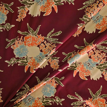 compare product COTTON SATEEN - Maroon Native Floral