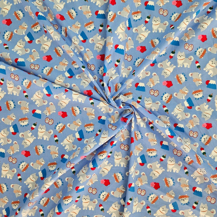 COTTON - Shiba Inu on Blue