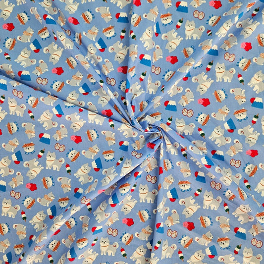COTTON - Shiba Inu on Blue
